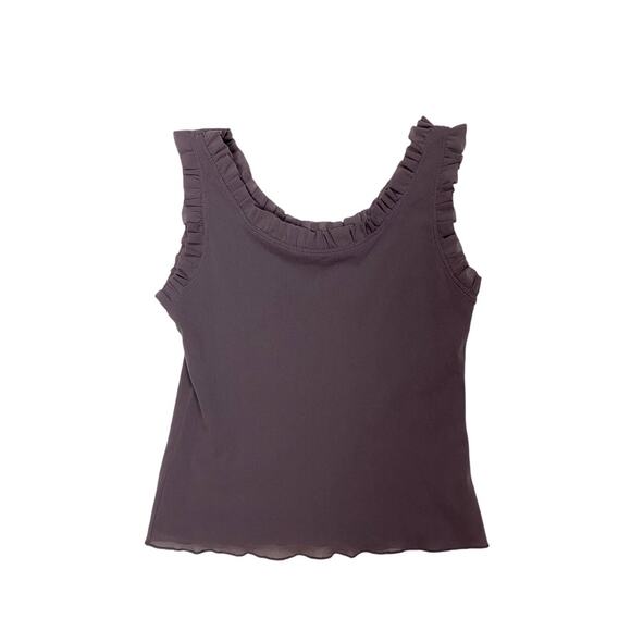 other Tops - Purple Mesh Tank w Ruffle Trim